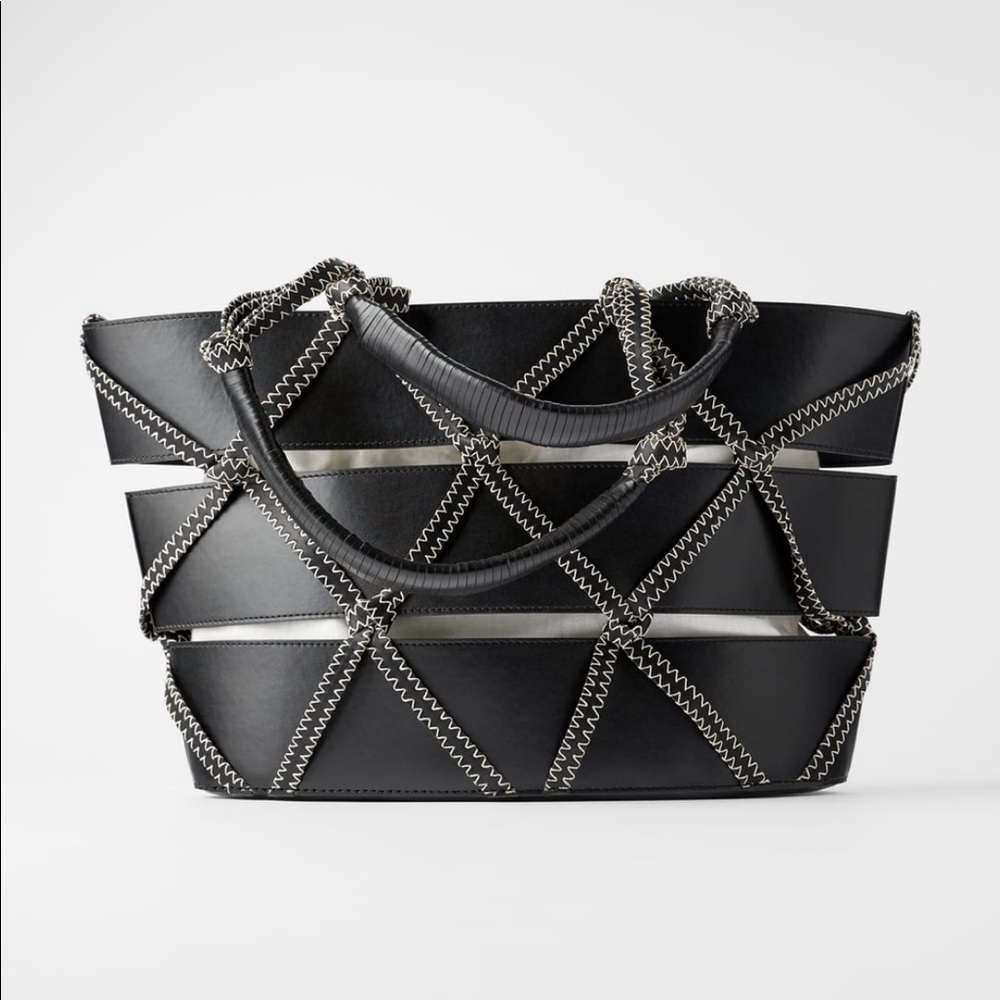 ZARA BNWT Cord Trim Open Work Shopper Bag